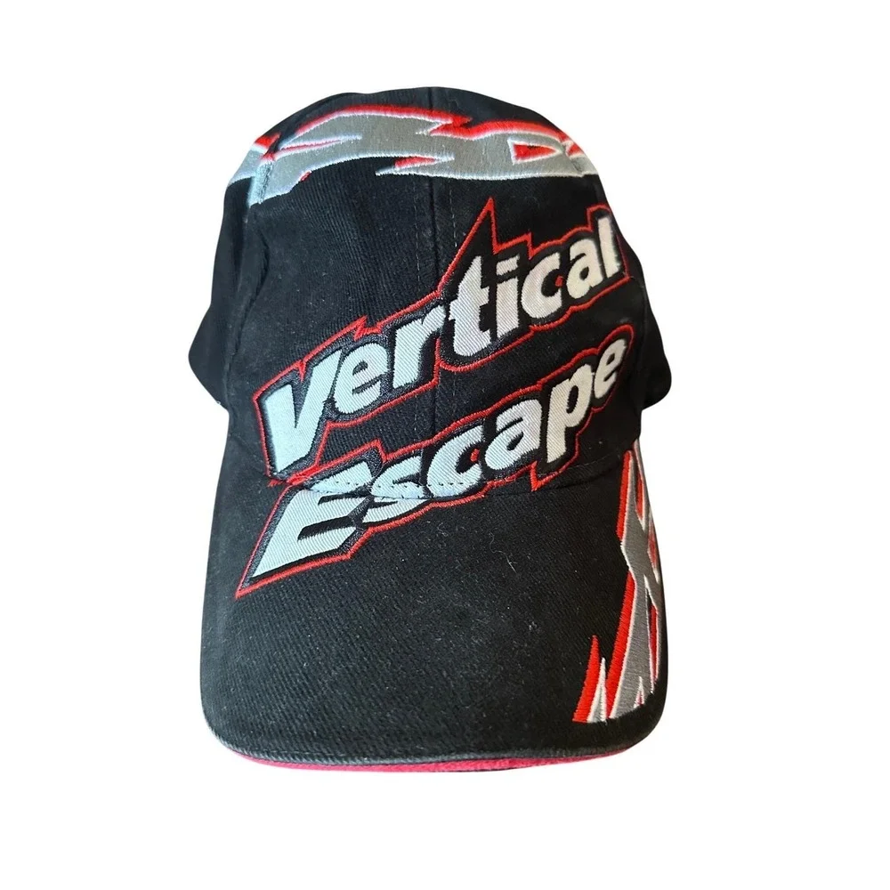 Pure Polaris Vertical‎ Escape Hat Black Red Silver Embroidered Snowmobile Cap